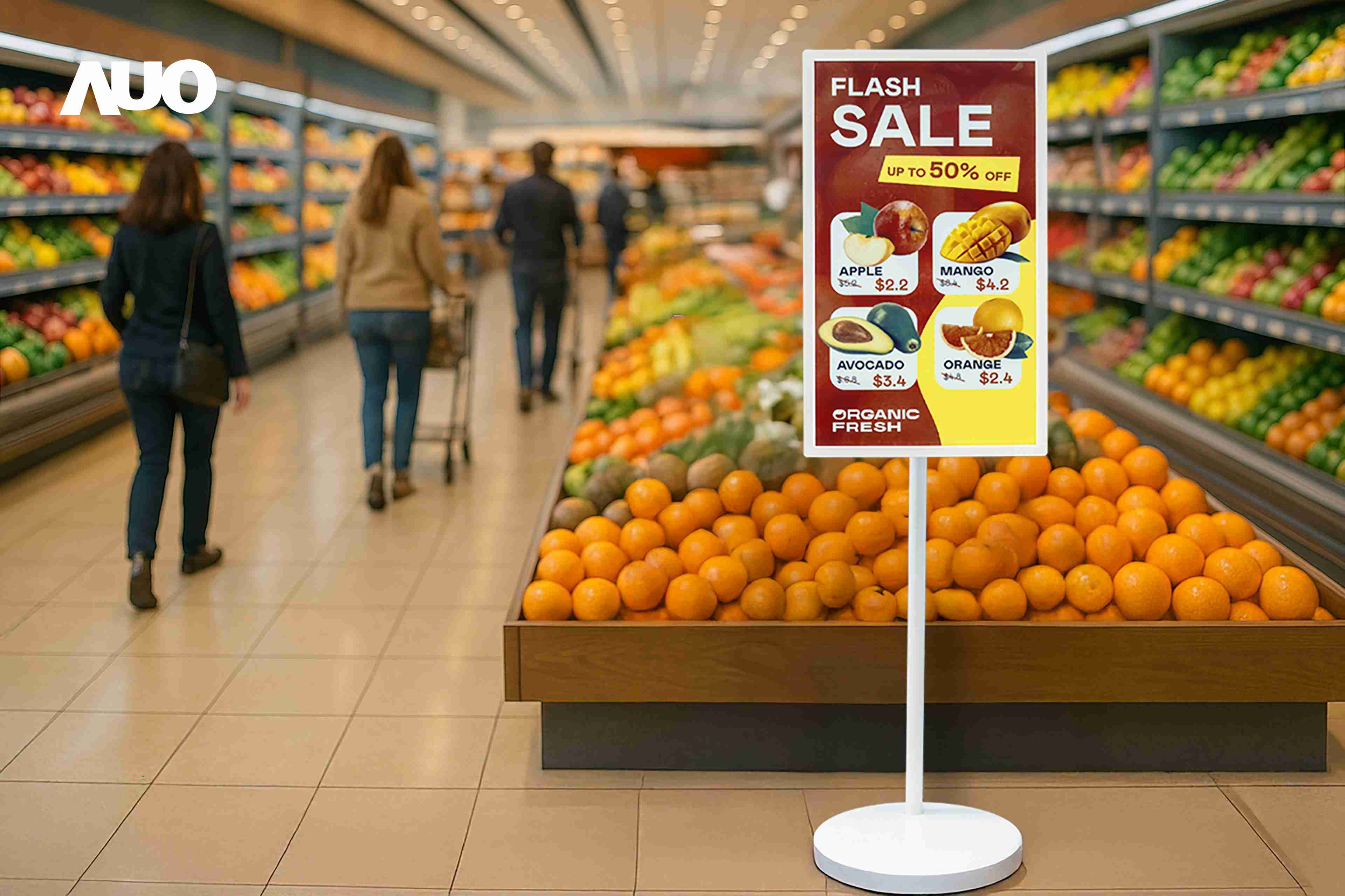 达擎首亮相低功耗、、、全彩的〝aecoPost电子纸解决方案〞，，，仅在更新画面时需要微量的电力驱动，，无需布建电线的便捷设计，，使其可灵活应用、、、随意置放，，并可透过云端或行动装置app，，，轻松管理及排程广告内容，，晋升店头营销利器。。